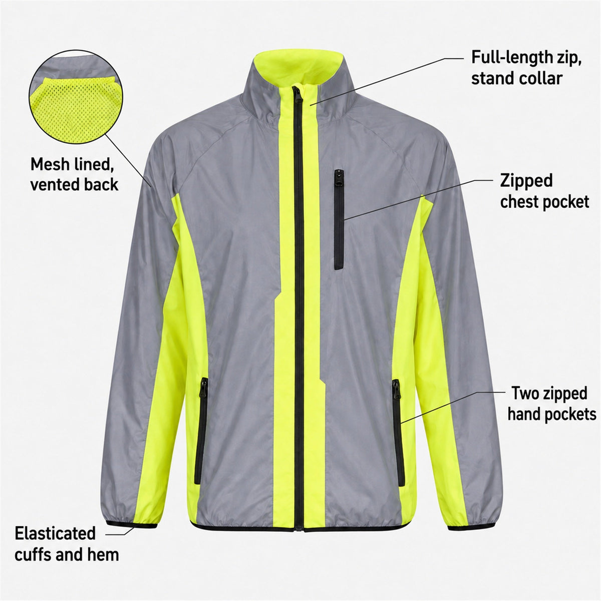 Hi Vis Reflective Running and Cycling Jacket | Reflective and Yellow