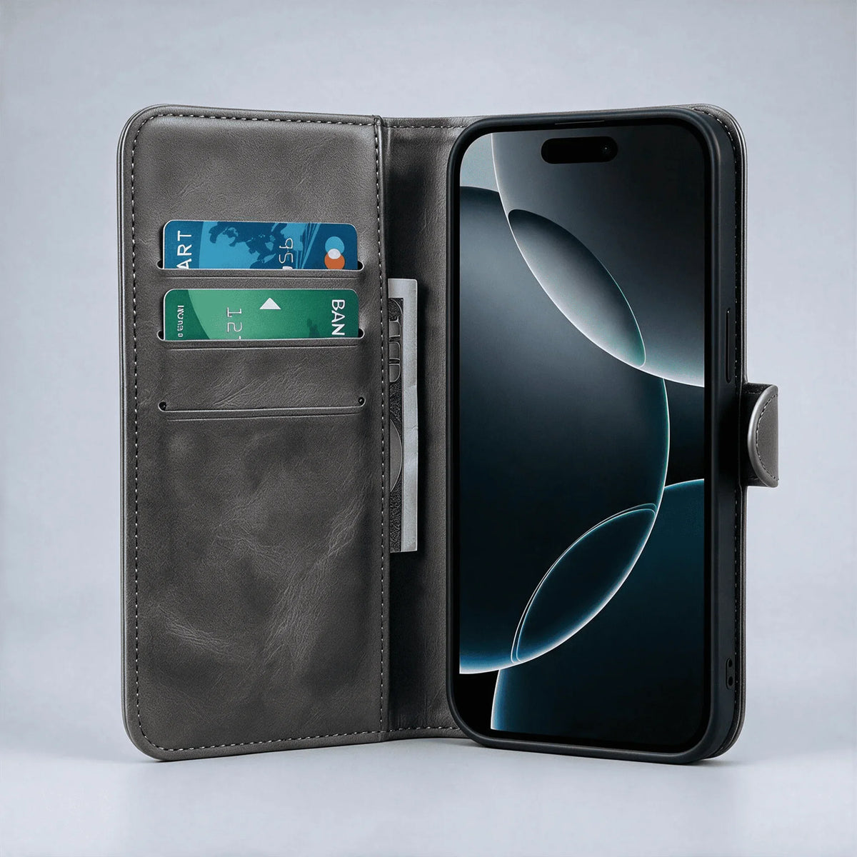 iPhone 15 Series Book Flip Case Leather Wallet