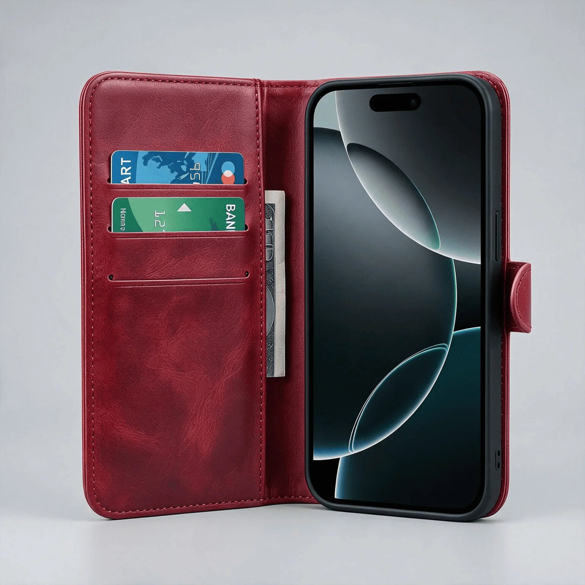 iPhone 15 Series Book Flip Case Leather Wallet
