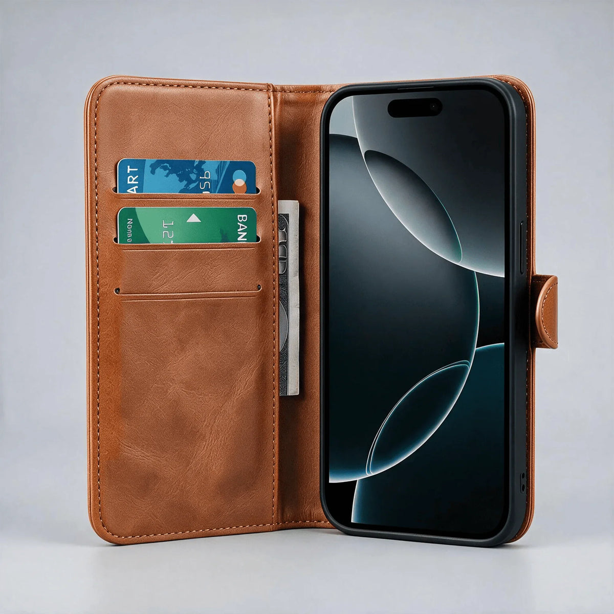 iPhone 16 Series Book Flip Case Leather Wallet