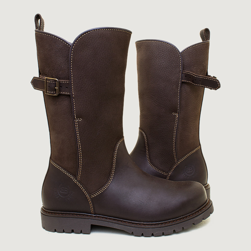 Quebec Waterproof Zip-up Wool Lined Boots - Brown