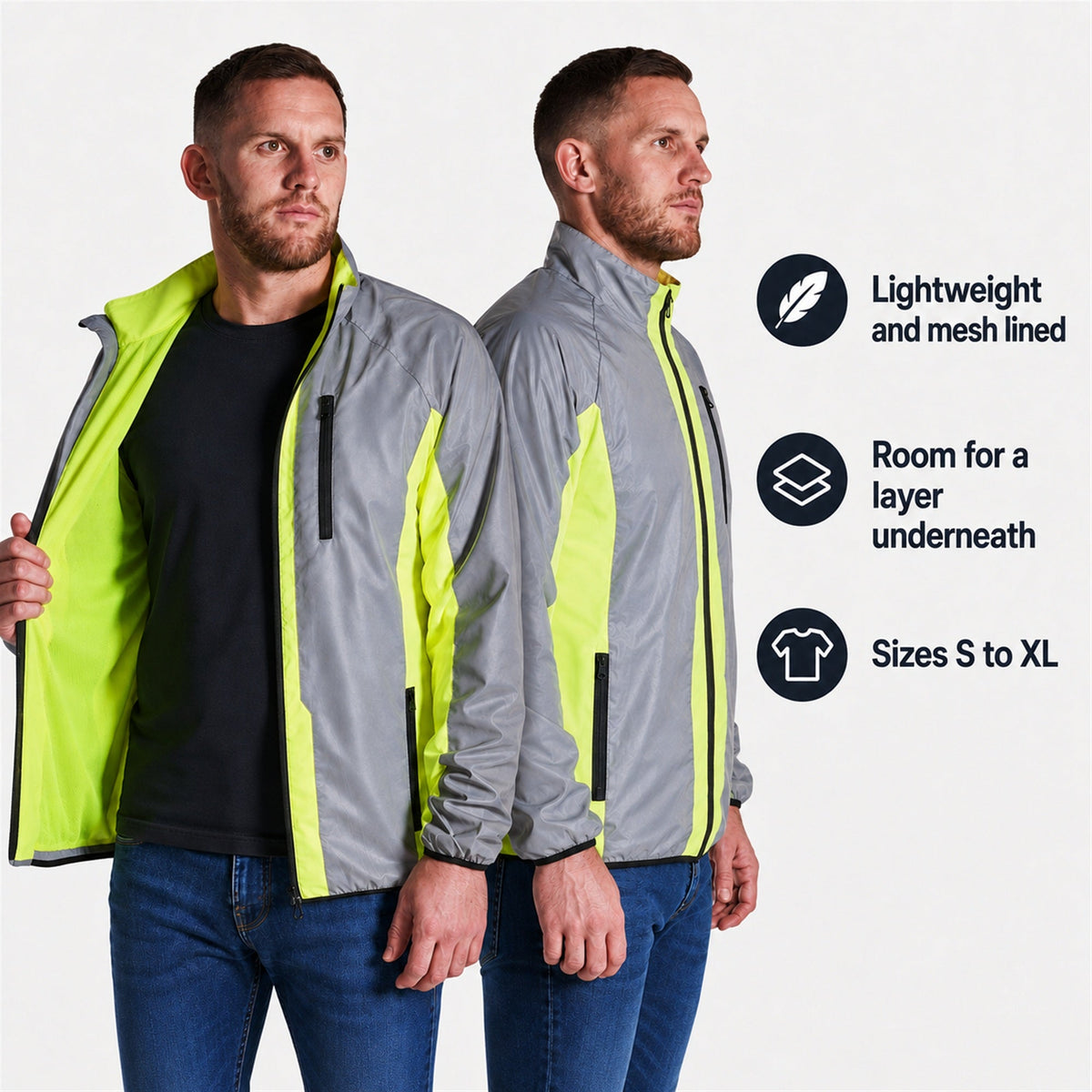 Hi Vis Reflective Running and Cycling Jacket | Reflective and Yellow