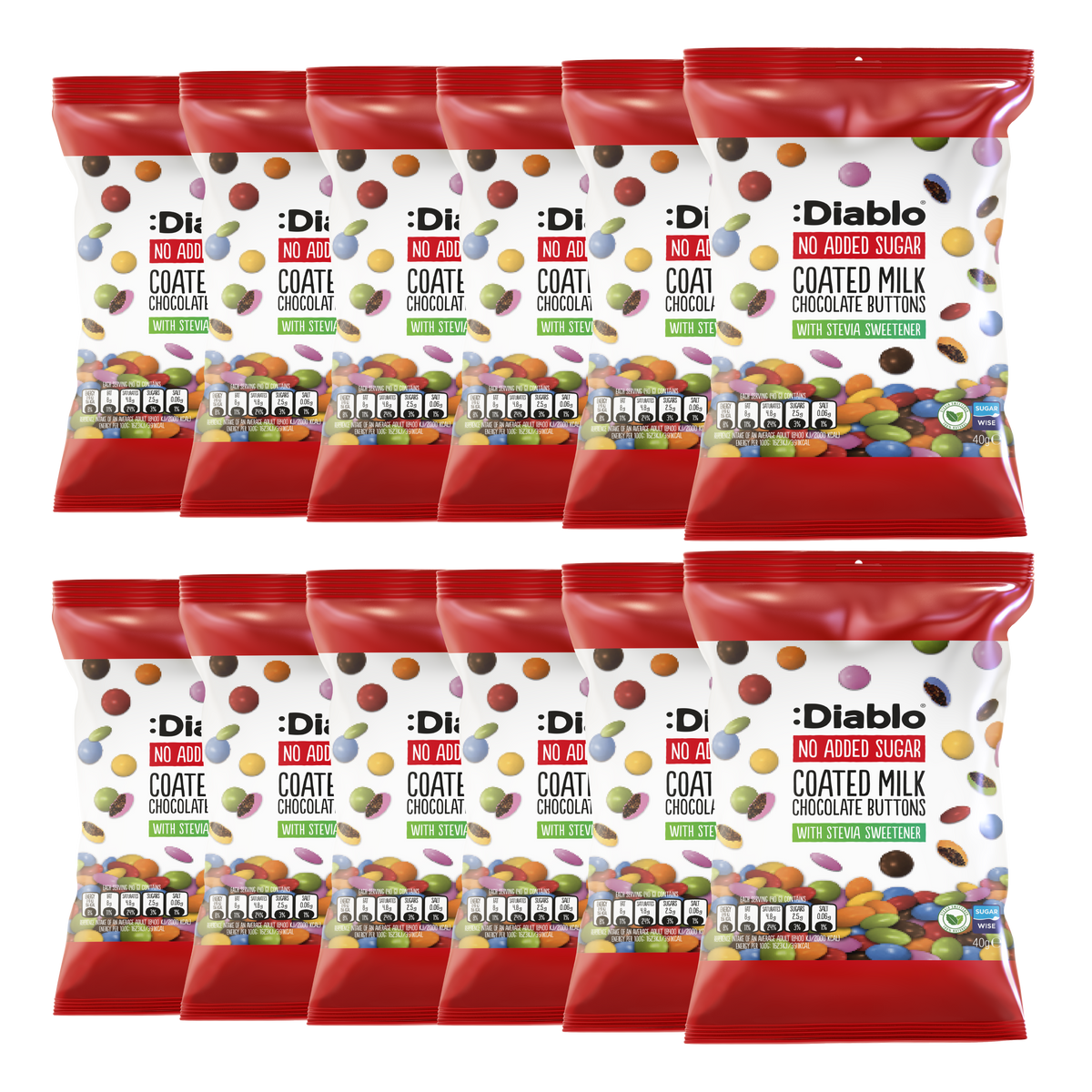 No Added Sugar Coated Milk Chocolate Buttons (40g)
