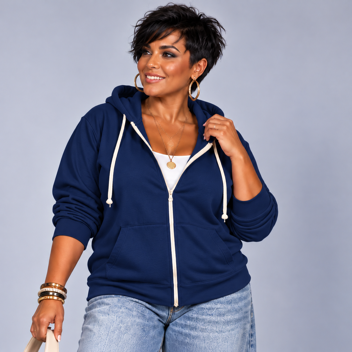 Zip-Up Hoodie Plus Size Jacket