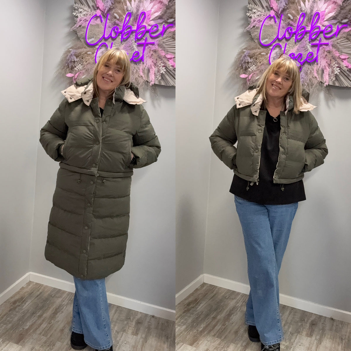 Hooded Padded Puffer 2 in 1 Coat/Jacket