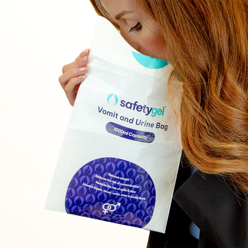 Super Absorbent Vomit and Urine Bags - 1000ml Capacity With Adhesive Seal