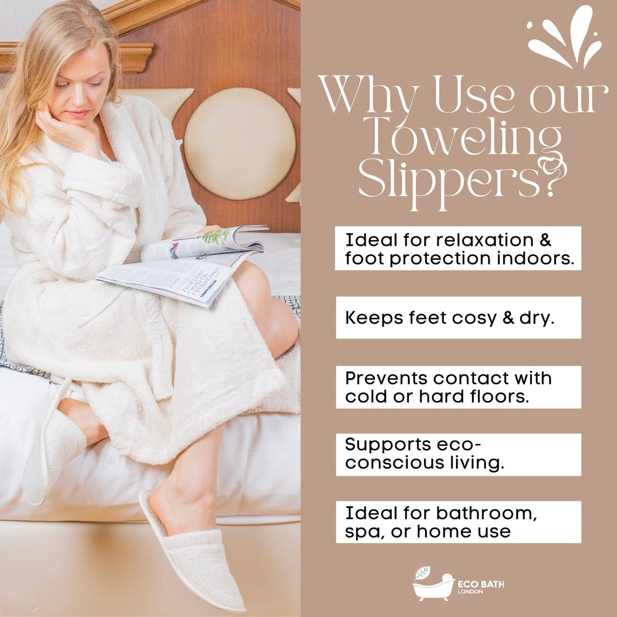Organic Cotton Towelling Slippers - Soft, Machine Washable