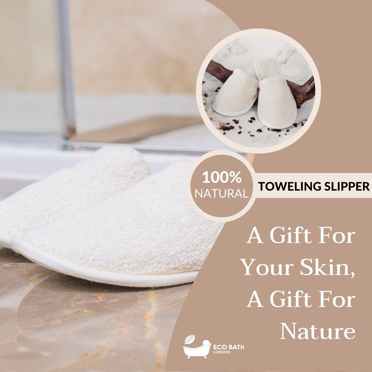 Organic Cotton Towelling Slippers - Soft, Machine Washable