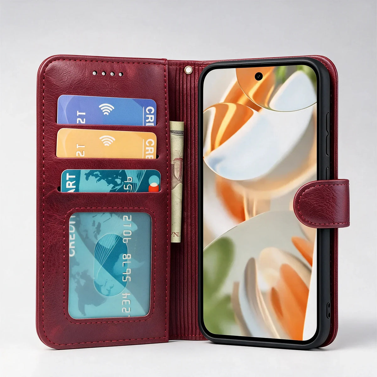 Custodia portafoglio in pelle Book Flip Case per Google Pixel 11 / 10 / 10 Pro con chiusura magnetica