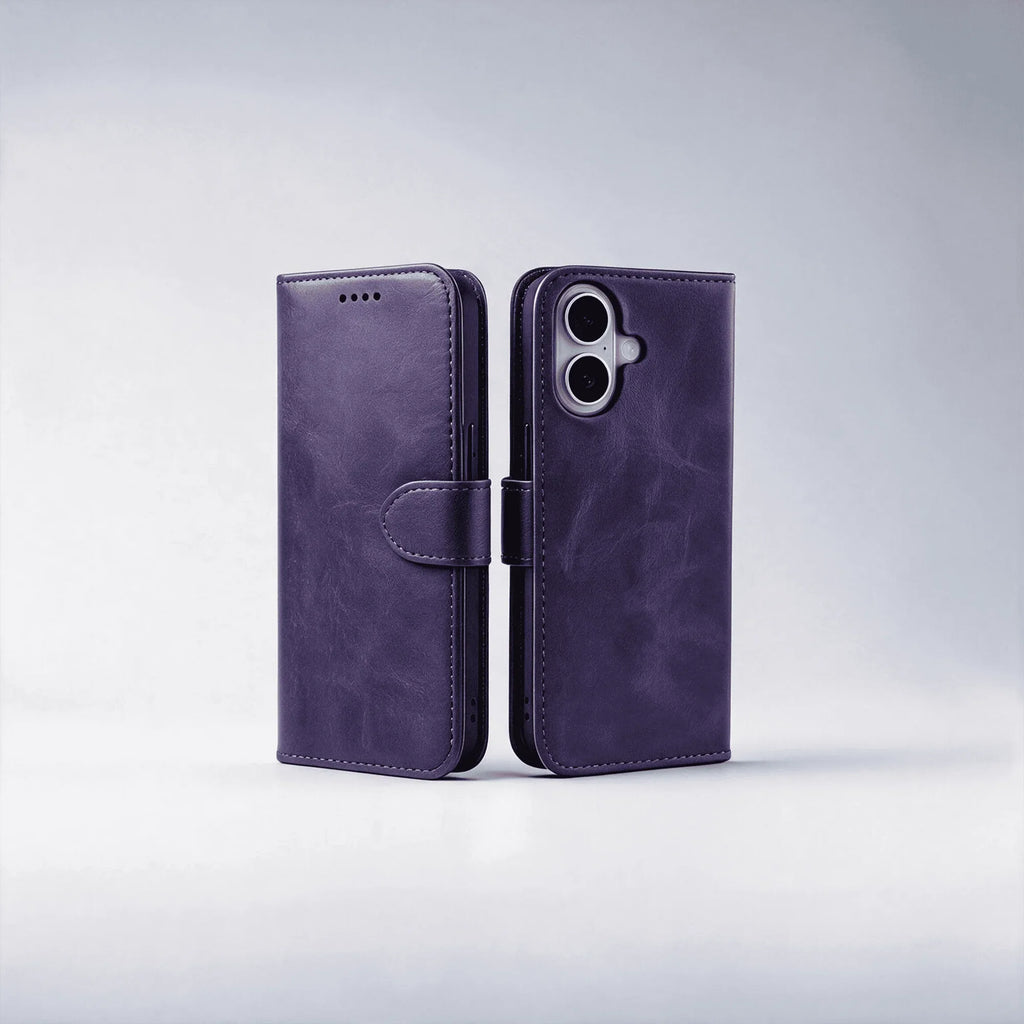Custodia a libro con portafoglio in pelle per la serie iPhone 16