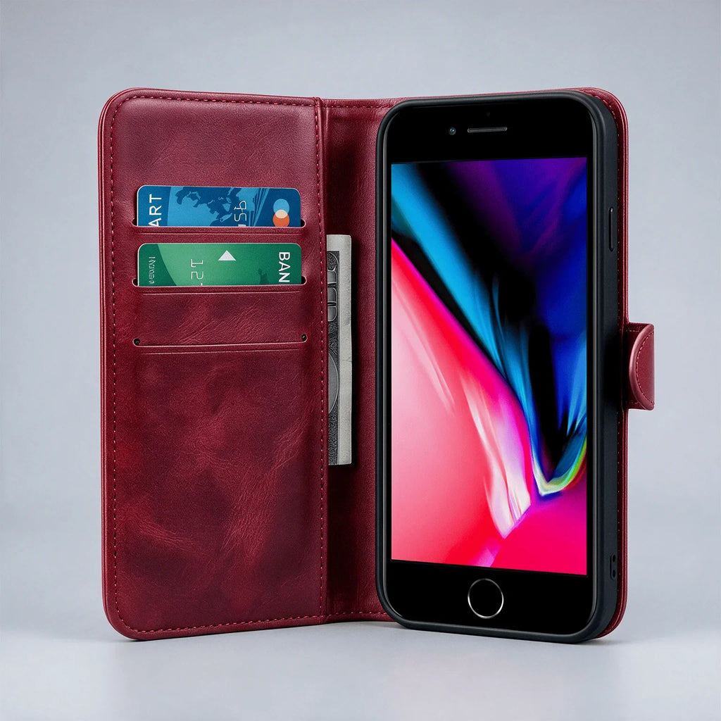 Custodia portafoglio a libro in pelle per iPhone 6 / 7 / 8 / SE