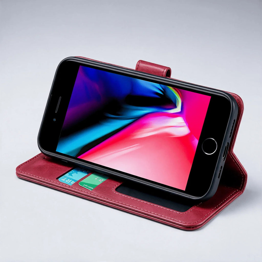Custodia portafoglio a libro in pelle per iPhone 6 / 7 / 8 / SE
