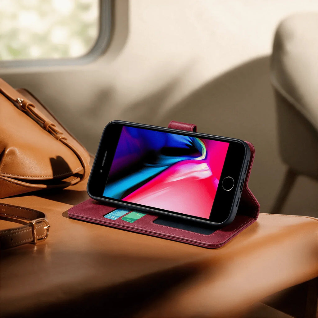 Custodia portafoglio a libro in pelle per iPhone 6 / 7 / 8 / SE