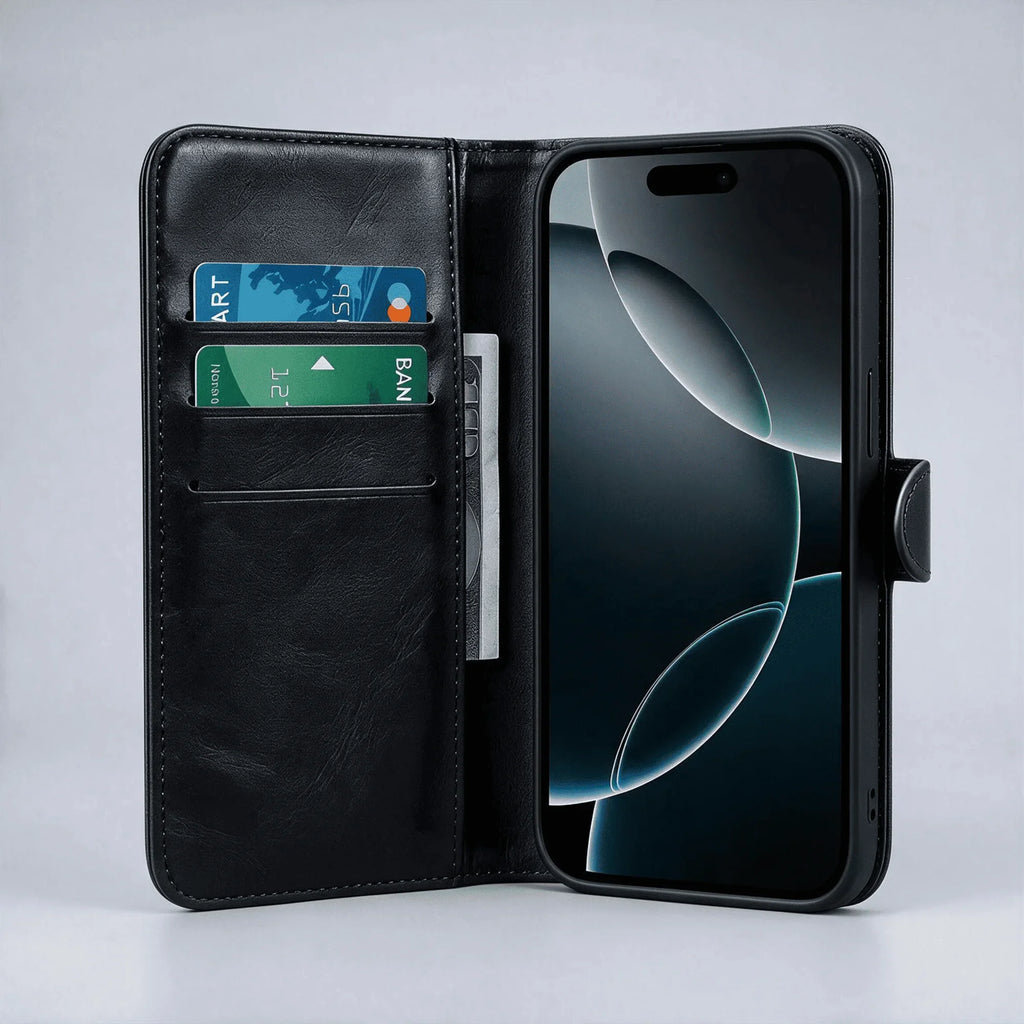 Custodia a libro con portafoglio in pelle per la serie iPhone 16