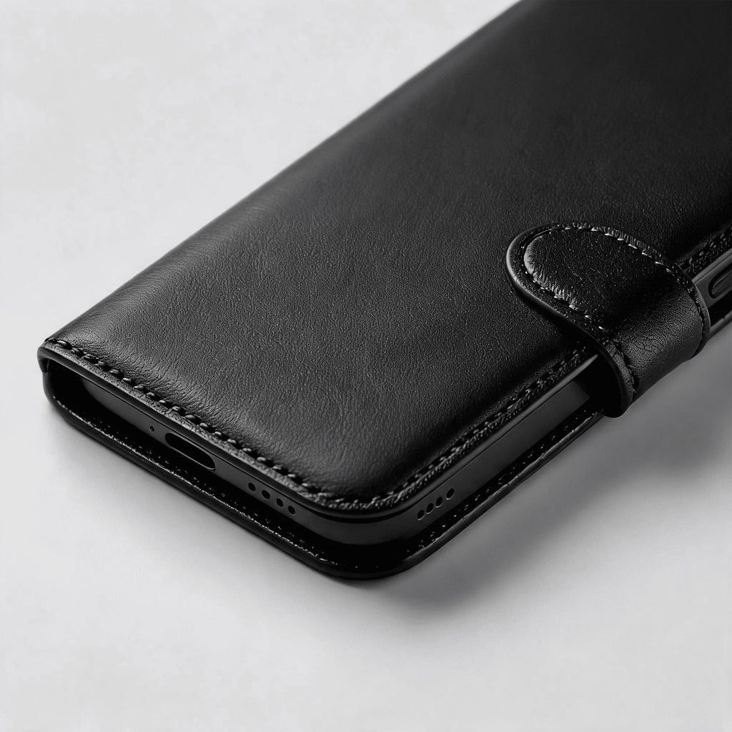Custodia a libro con portafoglio in pelle per la serie iPhone 16