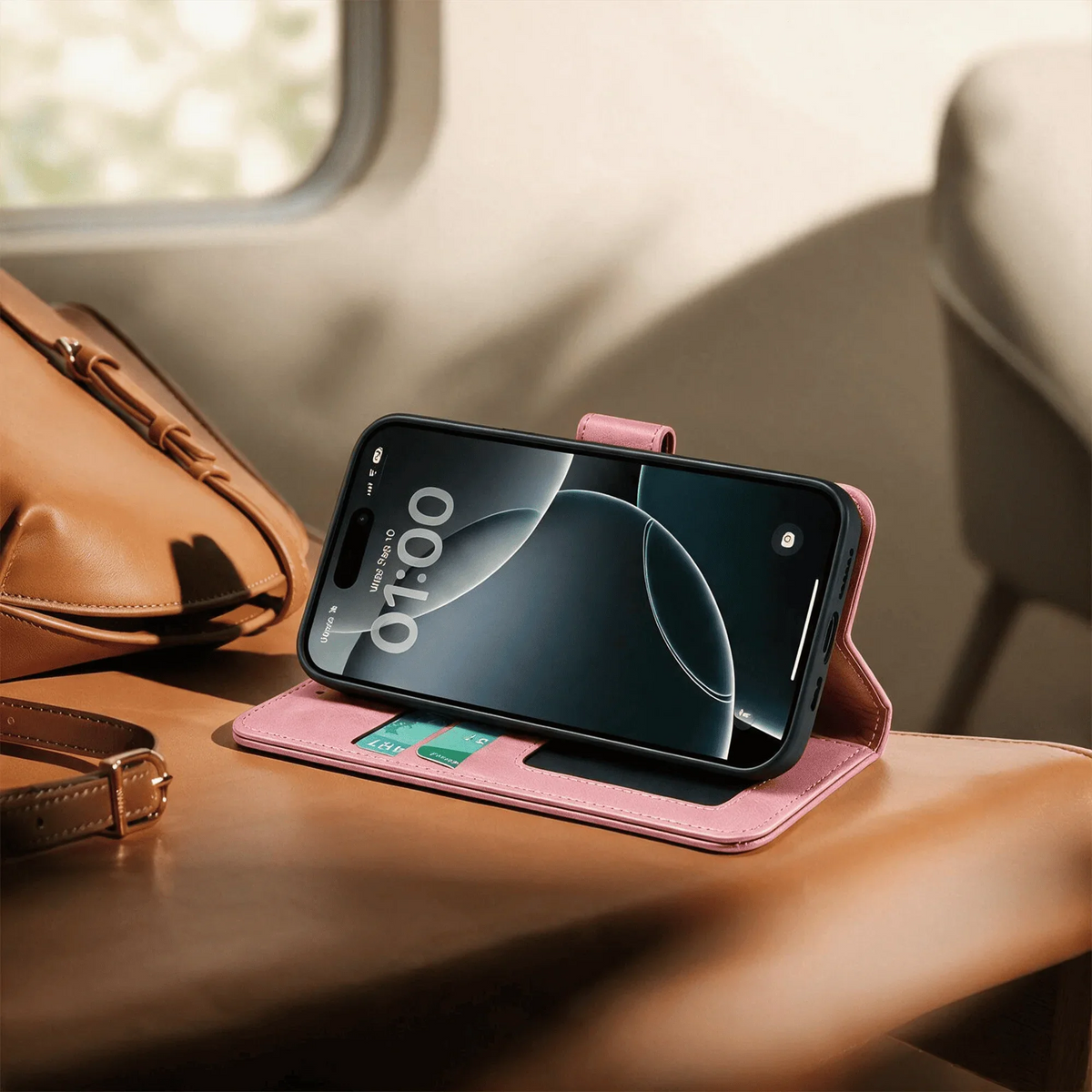 iPhone 15 Series Book Flip Case Leather Wallet