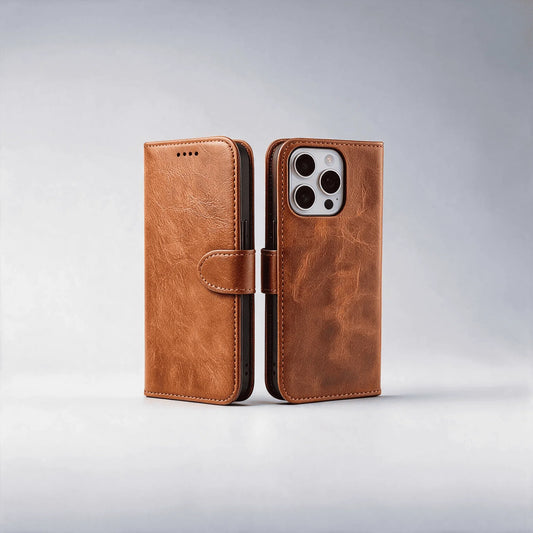 iPhone 15 Series Book Flip Case Leather Wallet