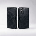 Custodia a libro con portafoglio in pelle per iPhone X / XS / XR / XS Max