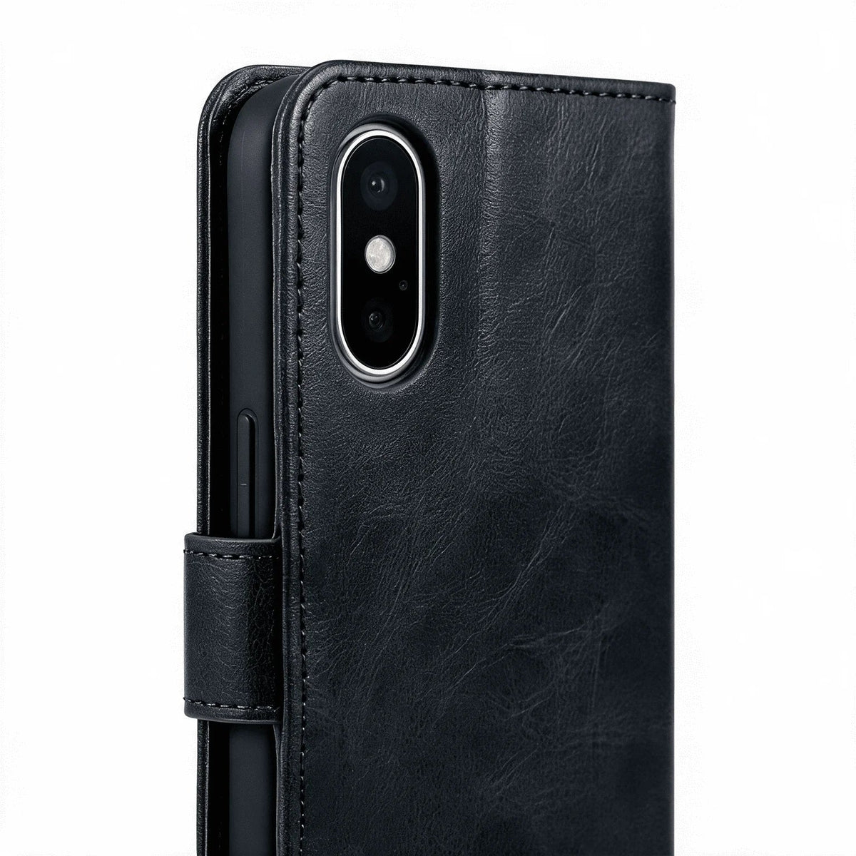 Custodia a libro con portafoglio in pelle per iPhone X / XS / XR / XS Max