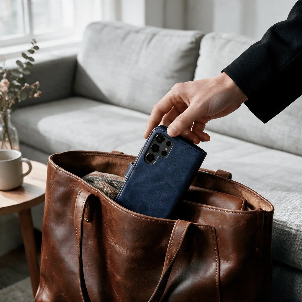 Custodia portafoglio Book Flip in pelle per Samsung Galaxy serie S22