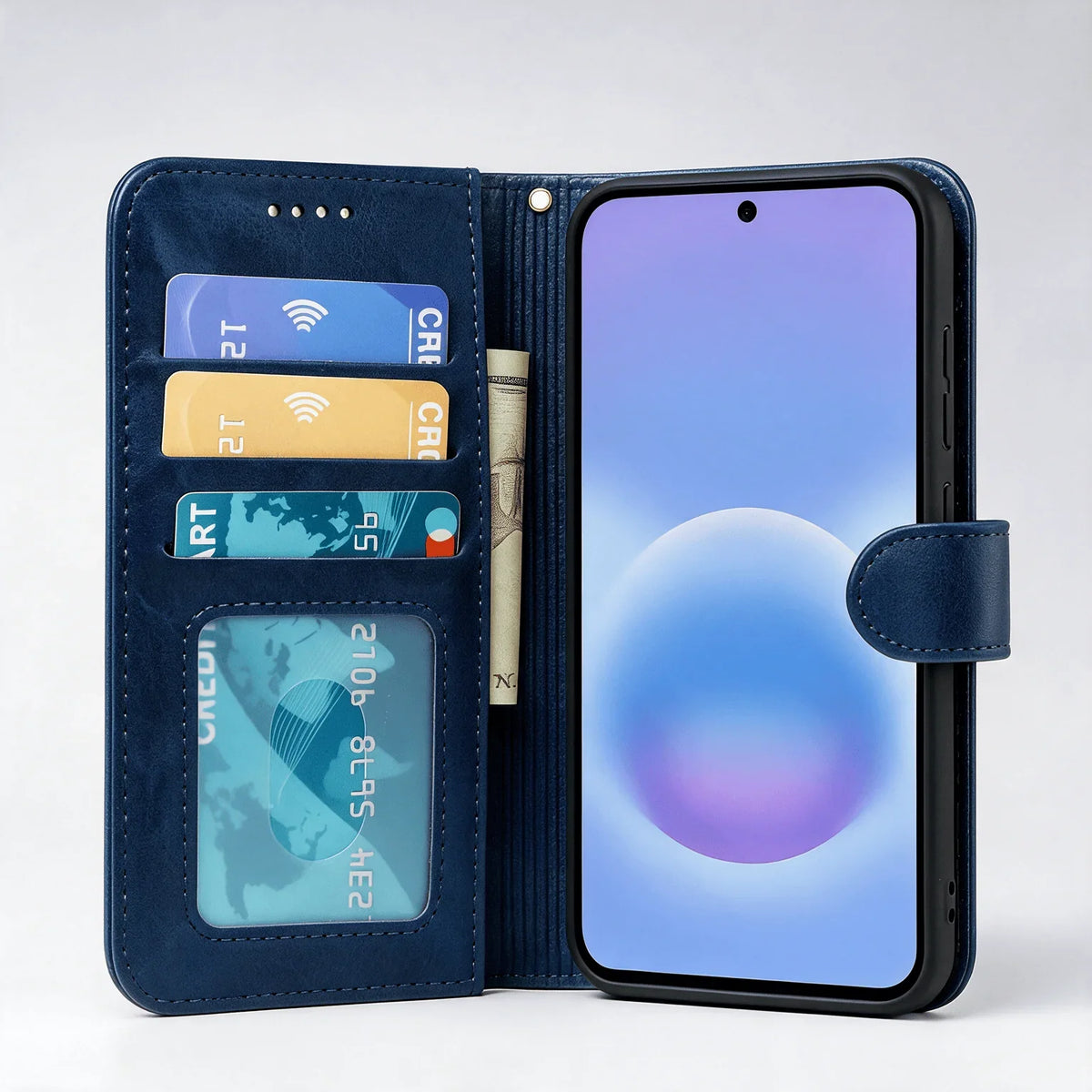 Custodia portafoglio Book Flip in pelle per Samsung Galaxy serie S22